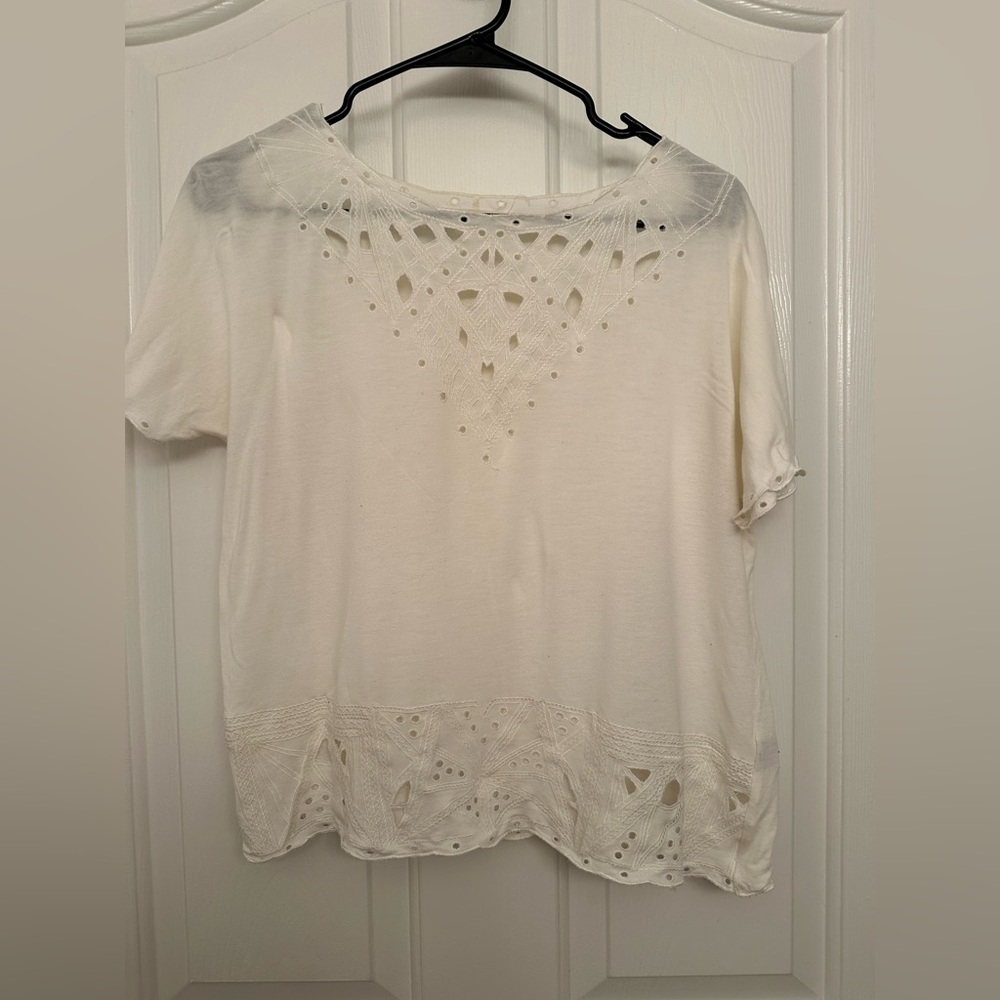 Madewell Eyelet Lace Detail Tee – Size Small